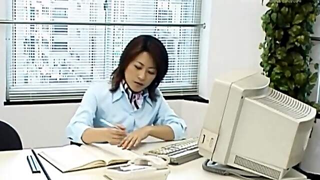 Nude Japanese gets her dose of dick at work