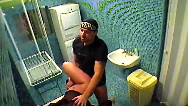 Couple banging in bathroom voyeur video