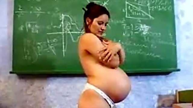 Pregnant teacher masturbates in classroom